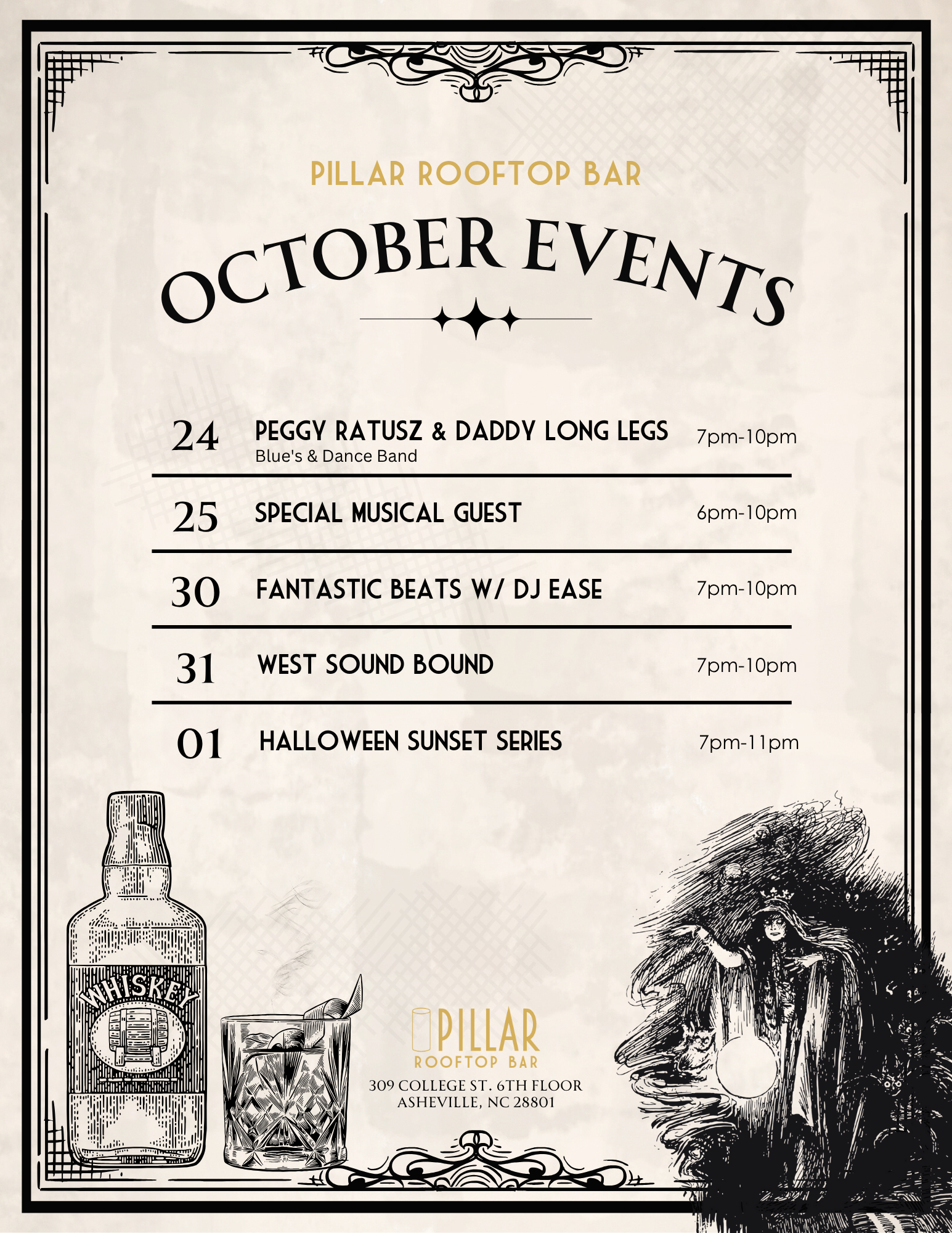 October Events at PILLAR ROOFTOP BAR